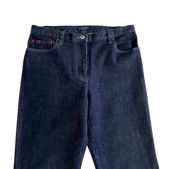 Ann Taylor Stretch Dark Wash Low Rise Straight Wide Leg Denim Jeans Size 8R - Picture 3 of 12